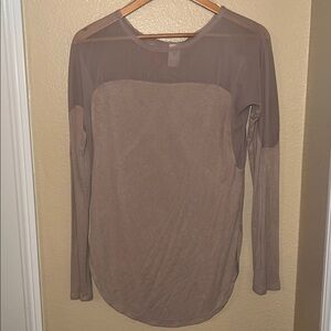 We The Free Sheer Beige Long Sleeve Top